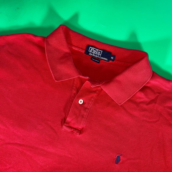 Polo Ralph Lauren Red Polo Shirt Mens XL Short Sleeve‎ Classic Casual Flaw - Picture 1 of 6